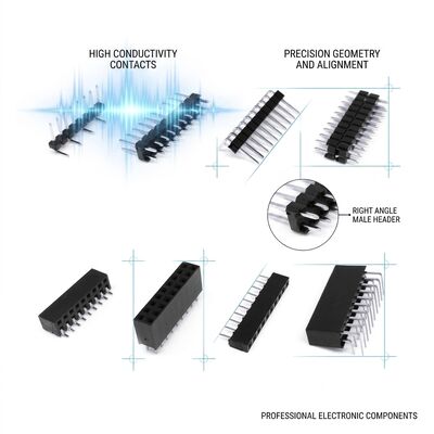 Machine Pin Round Male Header Connector 2.54mm Pitch Precision Machined Contacts Dual Row PCB