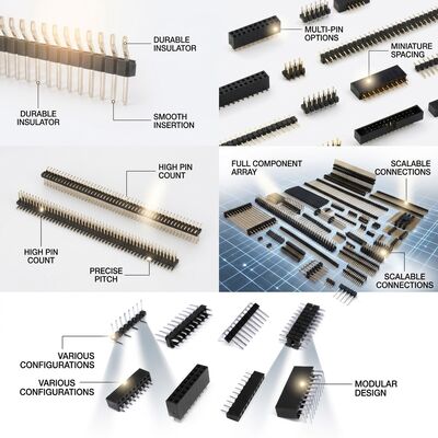 SMT Dual Row Surface Mount Male Pin Header Connector 2.54mm Pitch PCB 80-Pin Reflow Compatible