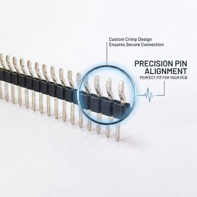 Right Angle Single Row Male Pin Header Connector 2.54mm Pitch 90 Degree PCB Through-Hole