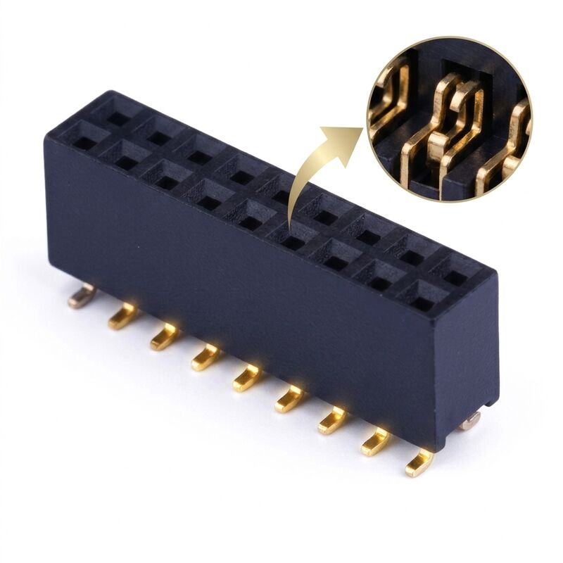 1.00mm Pitch Dual Row Right Angle SMT Female Header Connector Horizontal Surface Mount Socket