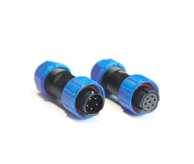 ব্যাসার্ধ 25mm এভিয়েশন প্লাগ সংযোগকারী 7 পিন কালো এবং নীল 5A তারের সংযোগ